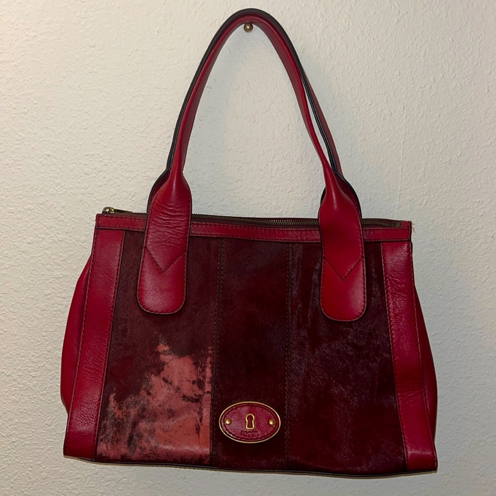 Fossil Vintage Red Leather Cowhide Purse